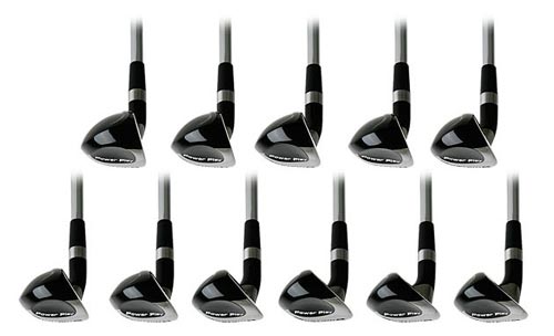 power play system q adrenaline, iron like hybrids,# 1 to 9, PW, SW, light weight steel shafts,