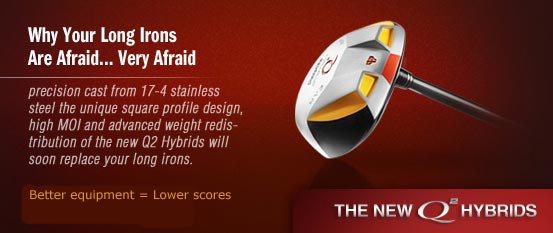 Power Play System Q2 hybrid irons,set of 3 hybrid clubs, rectangular face, rescue club, utility iron, steel shaft, optional graphite shaft. Hit long and straight.