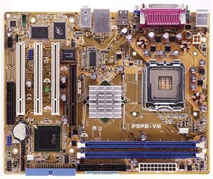 asus p5pe-vm Socket 775 motherboard for Intel Core2 Duo/65nm Pentium D/Pentium 4/Celeron CPU. On-Board audio, video and Gigabit LAN