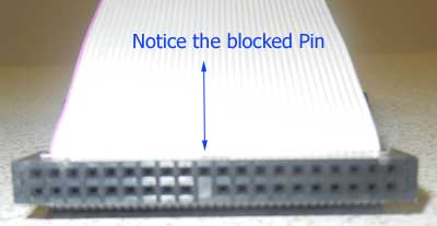 2 Device IDE Flat Ribbon Cable, old style, one blocked pin,