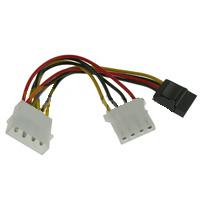 Y-Cable, Molex 4-pin Male to SATA Power Female and Molex 4-pin Female Power