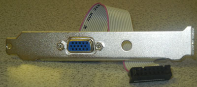 Vga Adapter on Expansion Bracket, 15 pin vga connector, metal bracket, ribbon cable,