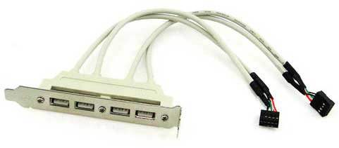 4 port USB extension bracket, 10 pin headers, 2 rows of 5,