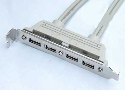 4 Port USB Adapter on extension bracket, 9 pin headers,