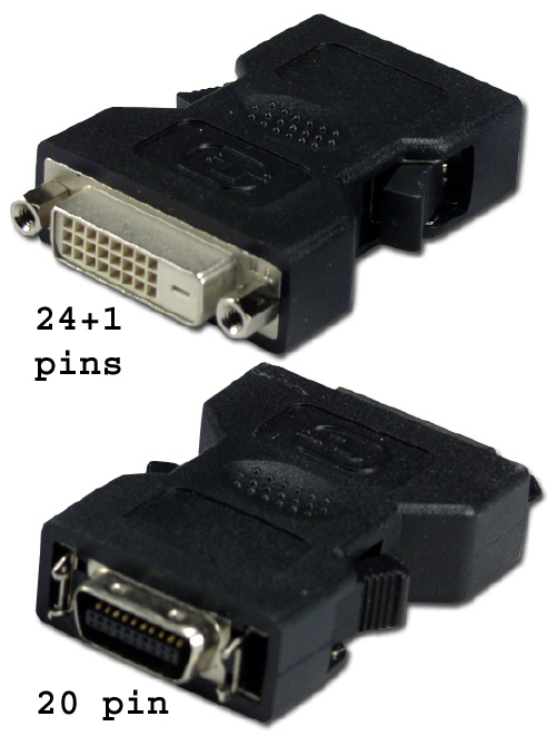 DVI 24+1 Pin Female to 20 Pin DFP Male 