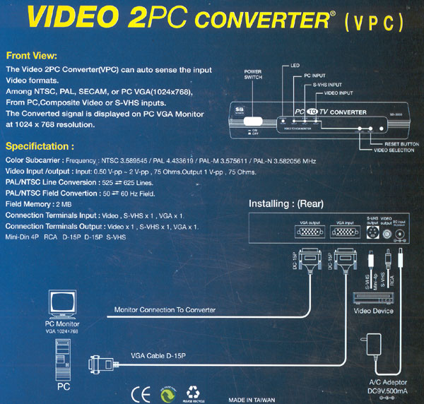 video to pc converter, vcr to pc, camcorder to pc, video games to pc
