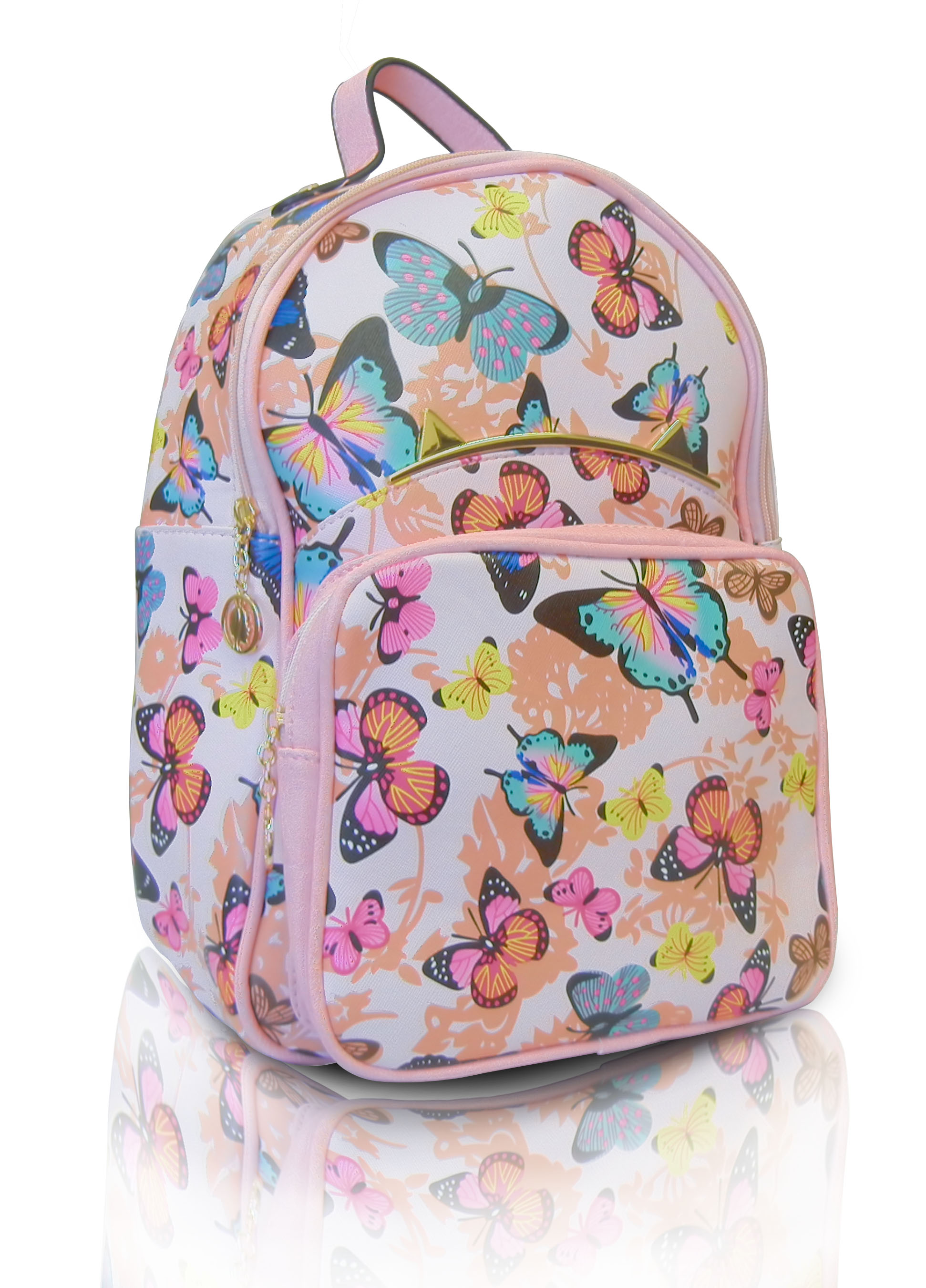 backpack for girls, pink, butterflies, bright, colorful,