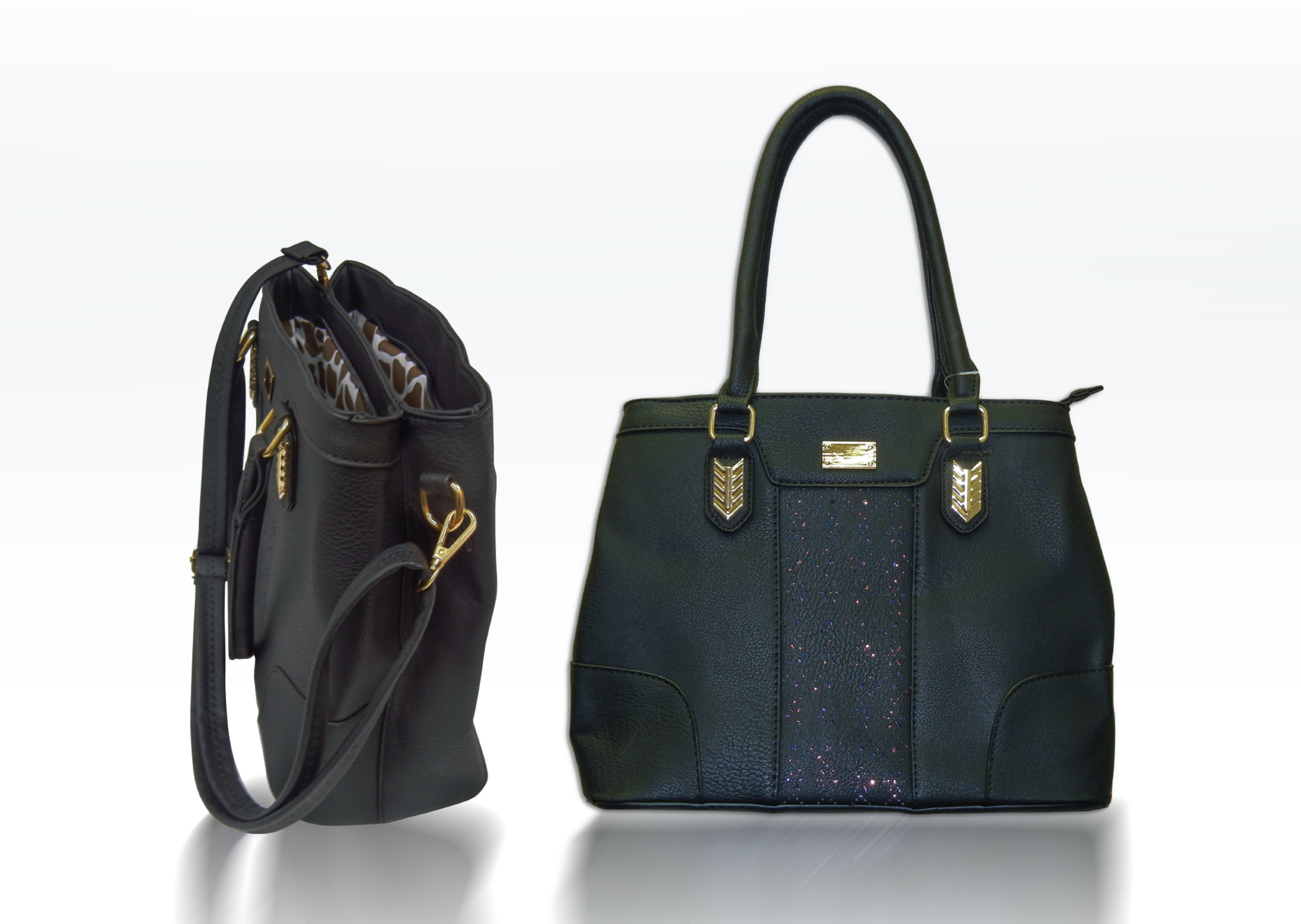 Black Ladies Handbag with removable straps