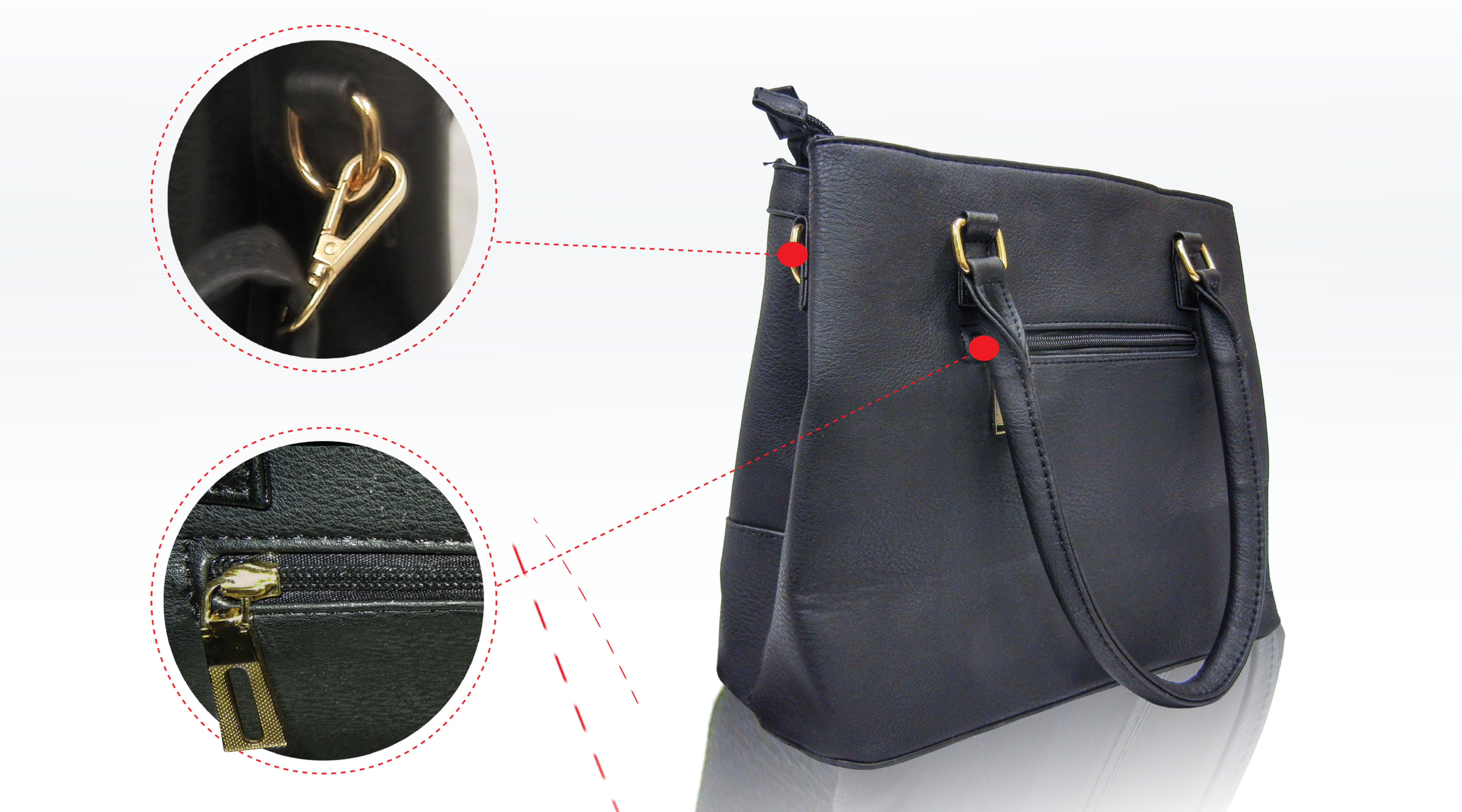 Black Ladies Handbag with removable straps