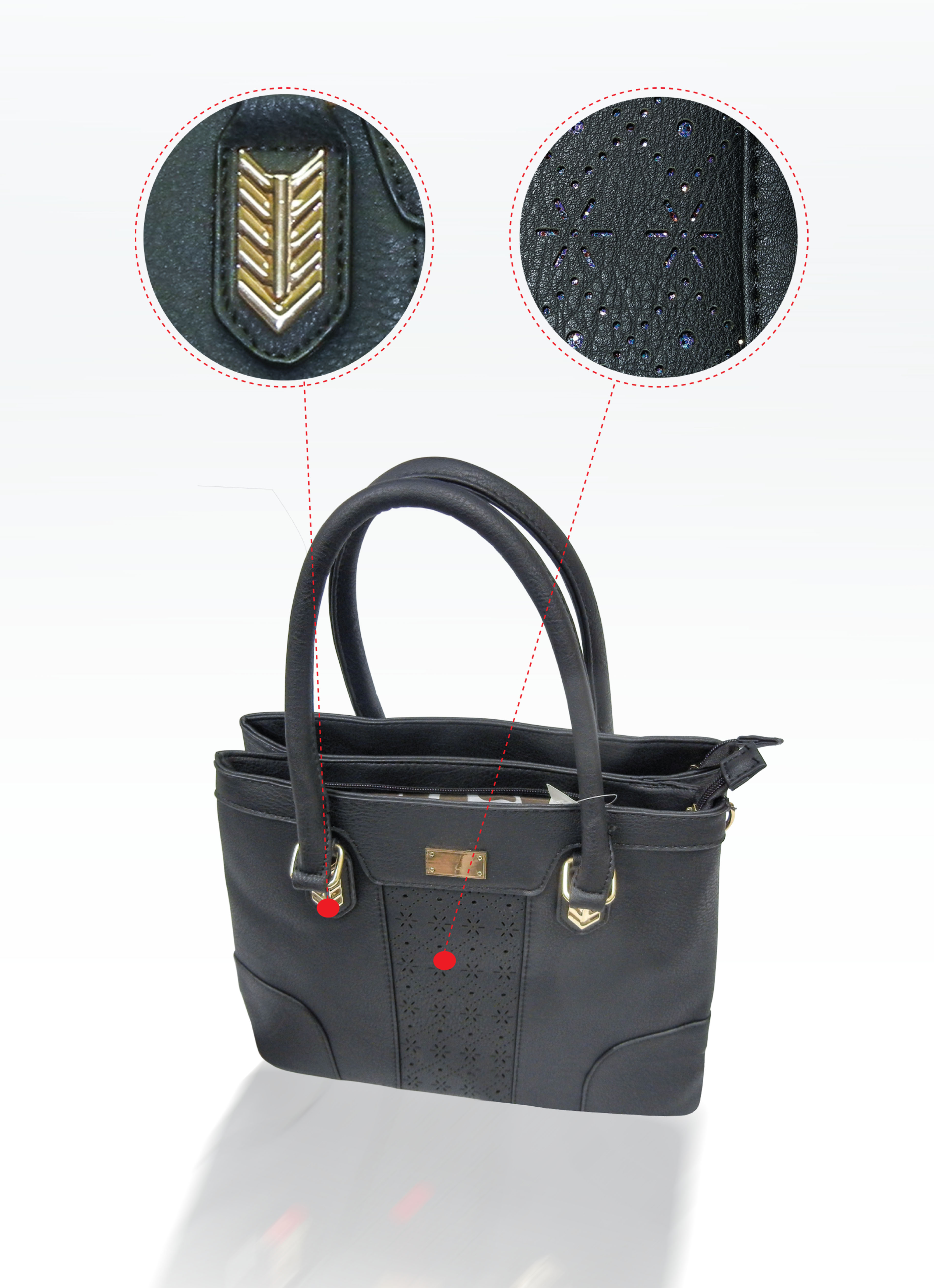 Black Ladies Handbag with removable straps