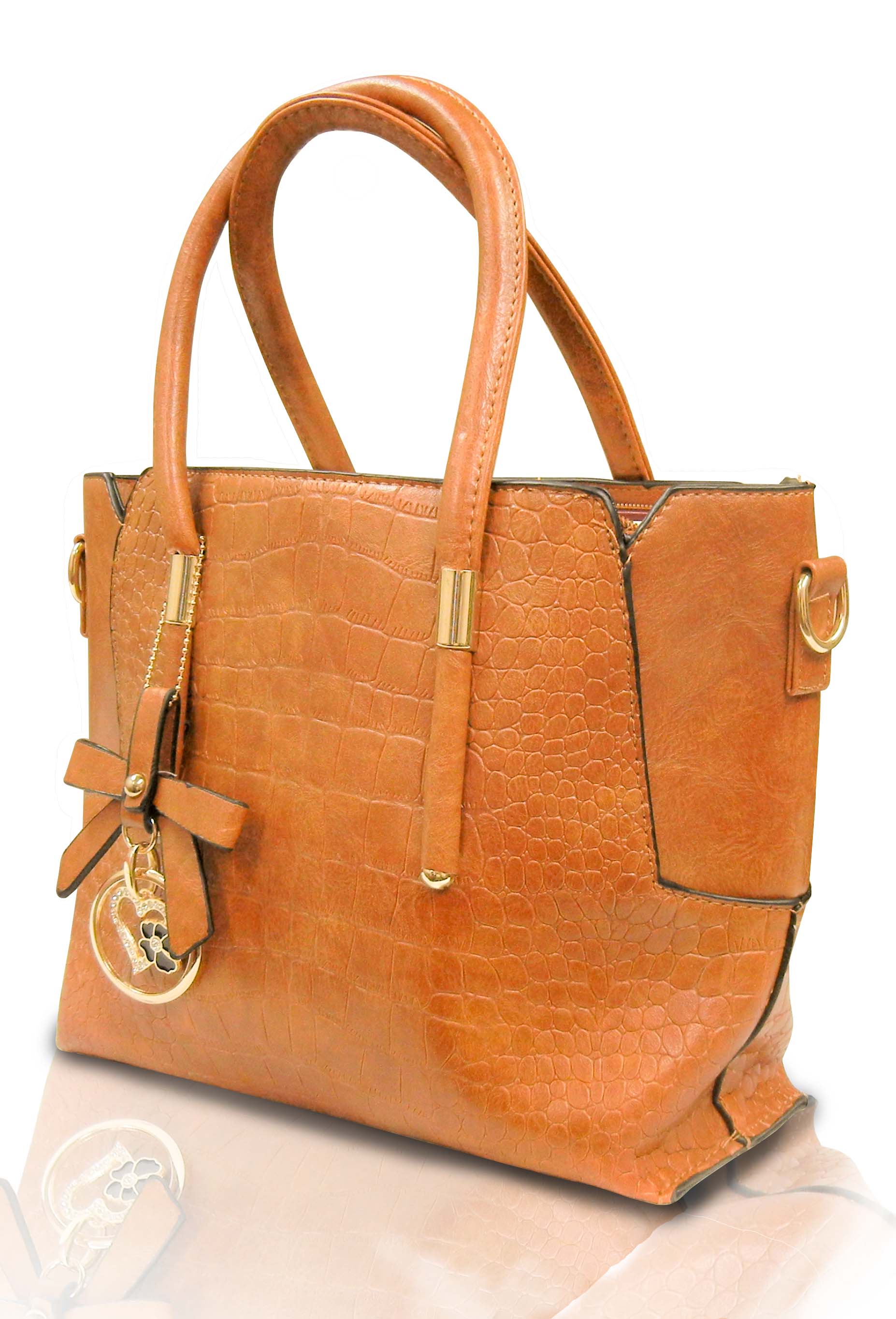 Tan color Ladies Handbag with removable straps, satchel bag,with small companion bag,wallet,