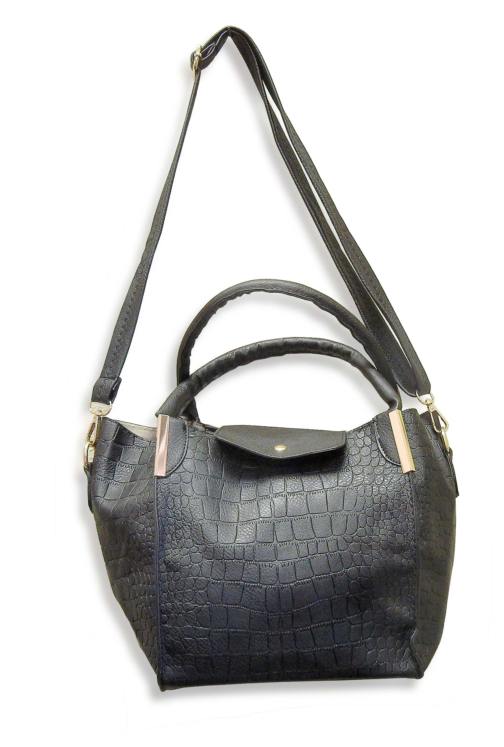 Black color Ladies Handbag with removable straps, satchel bag,with small companion bag,wallet,
