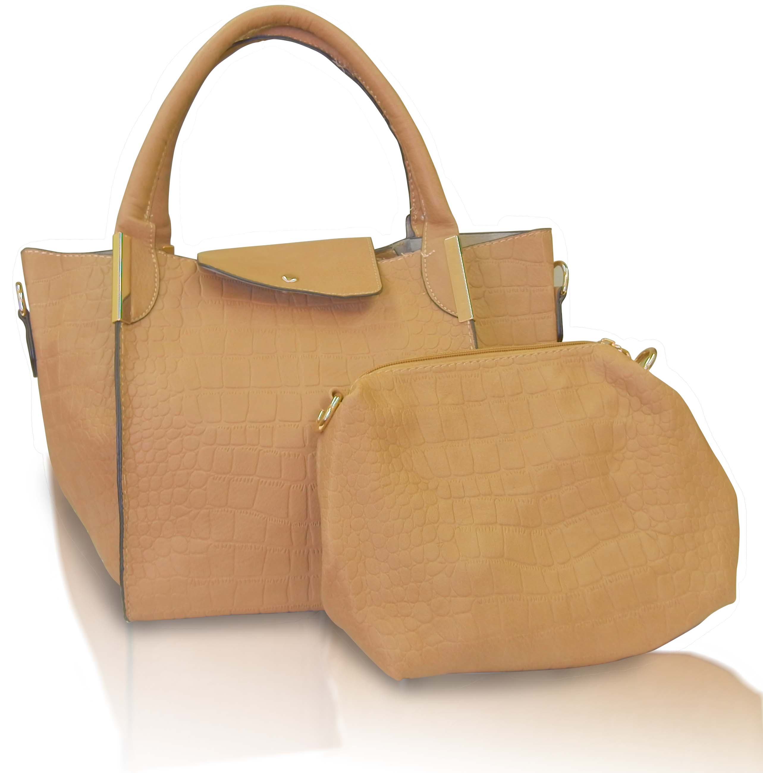 Brown Ladies Handbag with removable straps and smaller companion bag