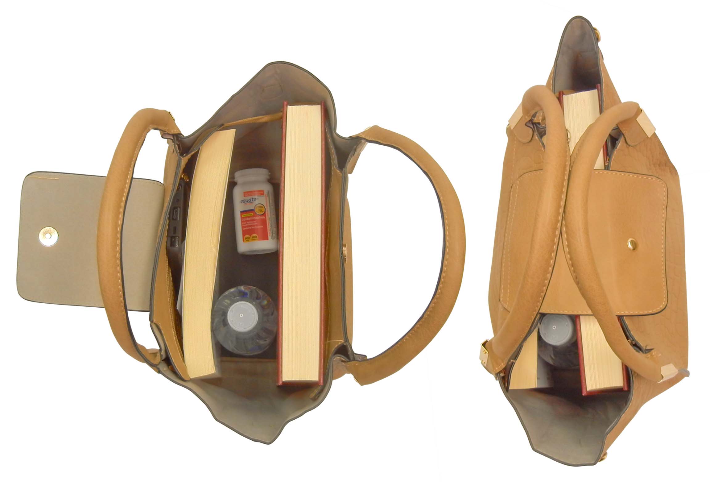 Brown Ladies Handbag with removable straps and smaller companion bag