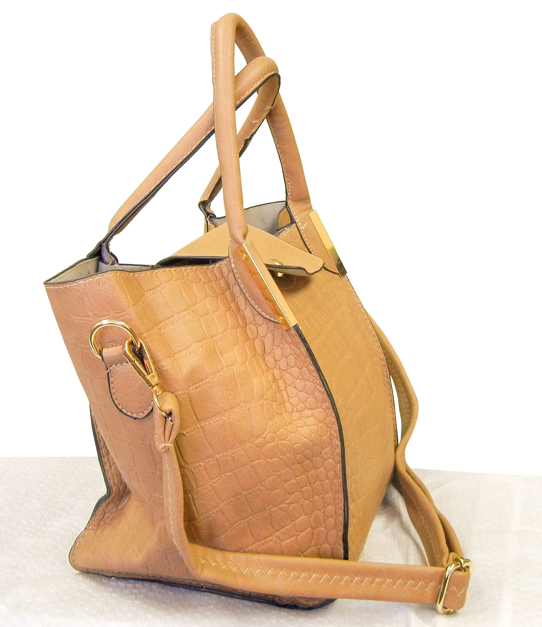 Brown Ladies Handbag with removable straps and smaller companion bag