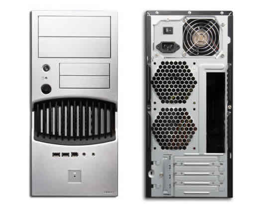MicroBTX chassis by the always-reputable Antec Corporation.  Modern, sleek and quiet.