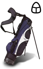 golf - blue/silver junior stand bag with strap 33" tall for ages 9-12