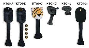 golf - KT01 plush headcovers for drivers, woods, hybrid / utility irons and putters