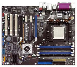 Asus A8N-SLI Socket 939 Motherboard AMD 64 Architecture with integrated Audio, LAN, USB, 2 PCI Express x46, 3 PCI, 1 PCI Express x4 NVIDIA nForce4 SLI, 4 DDR400/333/266 Un-Buffered ECC, SATA/RAID Support. 