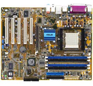 Asus A8V Socket 939 Motherboard AMD 64 Architecture with integrated Audio, LAN, USB, 5 PCI, 1 AGP8X/4X, VIA K8T800Pro, 4 DDR400/333/266 Un-Buffered ECC, SATA/RAID Support. 