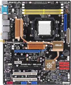 Asus M2N32-SLI Deluxe Motherboard, Supports AMD Athlon 64X2 / Athlon 64 FX / Athlon 64 / Sempron processor in the Socket AM2, NVIDIA nForce ® 590 SLI MCP chipset, 2 x PCI Express x16, 1 x PCI-E x4, 1 x PCI-E x1, 2 x PCI 32-bit, DDR2, Dual LAN, USB, IDE, SATA2, eSATA, RAID, Firewire, Wireless, Audio, SPDIF, ATX Form Factor
