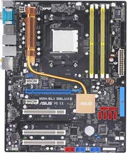 Asus M2N-SLI DELUXE Motherboard, Supports AMD Athlon 64X2 / Athlon 64 FX / Athlon 64 / Sempron processor in the Socket AM2, NVIDIA nForce® 570 SLI MCP chipset, 2 x PCI Express x16, 2 x PCI-E x1, 2 x PCI 32-bit, DDR2, Dual LAN, USB, IDE, SATA2, eSATA, RAID, Firewire, Audio, SPDIF, ATX Form Factor