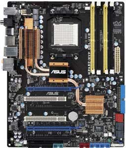 Asus M3A32-MVP Deluxe Motherboard, Supports AMD Phenom FX / Phenom / Athlon 64X2 / Athlon 64 FX / Athlon 64 / Sempron processor in the Socket AM2+, AMD 790FX chipset, 4 x PCI Express x16, 2 x PCI 32-bit, DDR2, LAN, WI-FI, USB, IDE, SATA2, eSATA, RAID, Firewire, Audio, SPDIF, ATX Form Factor