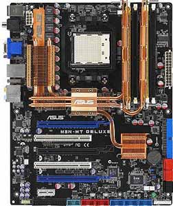 Asus M3N-HT Deluxe/Mempipe Motherboard, Supports AMD Phenom FX / Phenom / Athlon 64X2 / Athlon 64 FX / Athlon 64 / Sempron processor in the Socket AM2+, NVIDIA nForce® 780a SLI chipset, 3 x PCI Express x16, 1 x PCI-E x1, 2 x PCI 32-bit, DDR2,  LAN, USB, IDE, SATA2, eSATA, RAID, Firewire, Video (VGA & HDMI), Audio, SPDIF, ATX Form Factor
