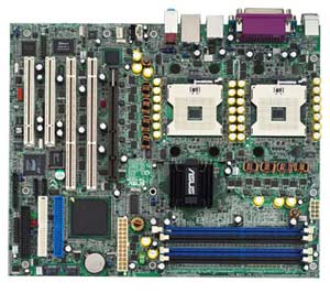 Asus NCCH-DL XEON Processor Motherboard Intel XEON Dual Processor with integrated LAN, USB, 2 PCI-X, 3 PCI, Intel 82875P, 4 DDR400 Un-Buffered ECC, SATA Support.