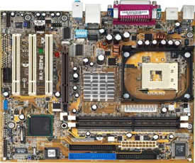 asus P4GE-VM motherboard socket 478 motherboard,  Intel 82845GE GMCH chipset, micro ATX Form Factor with on-board audio, video and LAN
