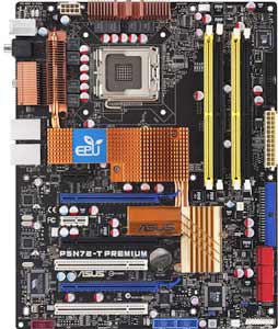 Asus P5N72-T Premium Motherboard, Supports Intel ® Core2 Quad / Extreme / Core2 Duo / Pentium ® Extreme / Pentium ® D / Pentium ® 4 / Celeron ® D processor in the Socket LGA 775, NVIDIA nForce 780i SLI chipset, 3 x PCI Express x16, 2 x PCIe x1, 2 x 32-bit PCI, DDR2, Dual LAN, USB, IDE, SATA2, RAID, Firewire, Audio, SPDIF, ATX Form Factor