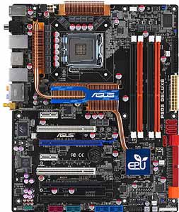 Asus P5Q3 Deluxe/WiFi-AP Motherboard, Supports Intel ® Core2 Quad / Core2 Extreme / Core2 Duo / Pentium ® Extreme / Pentium ® D / Pentium ® 4 / Celeron ® D  processor in the Socket LGA 775, Intel ® P45 chipset, 3 x PCI Express x16, 2 x PCIe x1, 2 x 32-bit  PCI, Crossfirex Ready, DDR3, Dual LAN, WI/FI, USB, IDE, SATA2, eSATA, RAID, Firewire, Audio, SPDIF,  ATX Form Factor