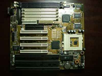 Asus TXP4 Motherboard, Socket 7 Baby AT motherboard with 3 ISA slots and 4 PCI