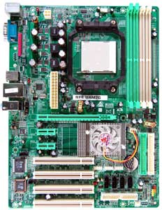 Biostar NF4U-AM2-G Motherboard, Supports AMD Athlon 64 X2 Dual-Core /  Athlon 64 FX / Athlon 64 / Sempron processor in the Socket AM2, nVidia nForce4 Ultra chipset, 1 x PCIe x16, 2 x PCIe x1, 4 x 32-bit 33MHz PCI, DDR2, LAN, USB, IDE, SATA2, RAID, Audio, SPDIF, ATX Form Factor