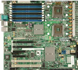 Intel S5000PSL ROMB Motherboard, rackable systems,  Dual LGA771 support Dual-Core Intel Xeon Processor 5000, Intel ® 5000P chipset, 2 PCI-E x8, 2 PCI-E x4 ( 8x connector), 1 PCI-X 133 Mhz, 1 PCI-X 100 Mhz, DDR2, Dual LAN, USB, IDE, SATA2, SAS, RAID, Video, SSI EEB Form Factor