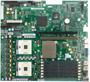Intel SE7320VP2D2 Motherboard, Dual socket 604 800MT/s Intel ® Xeon processors, Intel ® E7320 chipset, 1x Intel Adaptive Slot (Support PCI Express x4 and PCI-X 66MHz), 1x PCI-X riser card slot (Support PCI-X 66MHz), DDR2, Dual LAN, USB, IDE, SATA, RAID, Video, SSI  Form Factor 