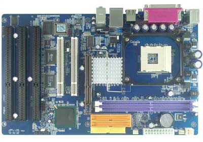 Pentium 4 socket 478 motherboard with 3 ISA slots, I845GV-3ISA. On-board audio, video and LAN