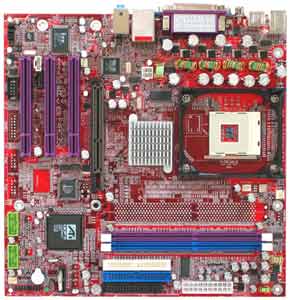 Soyo SY-P4RC350 Socket 478 for Intel Pentium 4, ATI Radeon 9100 chipset, IDE, 2 DIMM, USB, VIDEO, AUDIO, 3 PCI, 1 8x AGP, Micro ATX form factor.