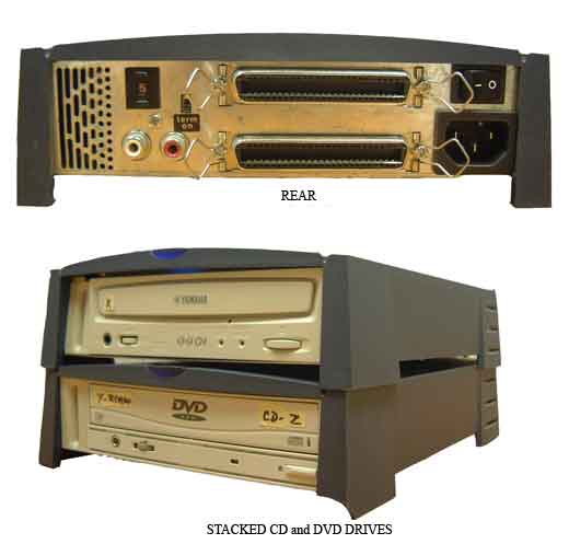 LaCie External C50 SCSI CD and DVD rear views and stacked drives.