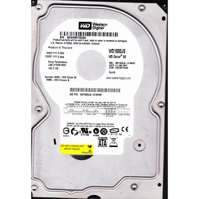 SATA, internal hard drive, 160 GB, 1600JS-00MHB1,