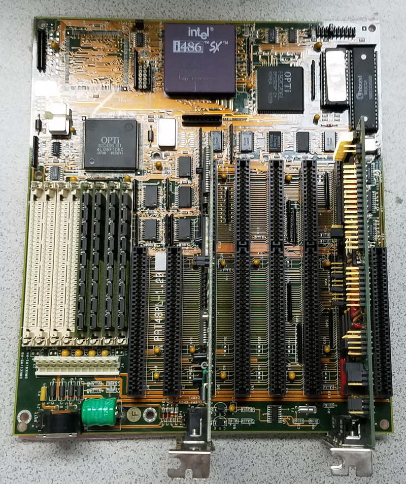 486 Motherboard with 8 ISA slots, CPU, Memory, IDE controller card and ISA Video card