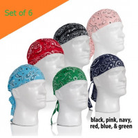 Bikers Head Wrap (6 Pack) Doo Rag Cotton Skull Caps Do Rag Motorcycle Biker Bandana