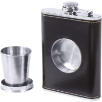 Maxam 6.8oz Stainless Steel Flask with Built-In Cup
