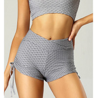 CrossOver V-Shaped Waistband Shorts with Side String Cross Wrap V-Shaped Waistband Ove