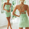 Backless Dress Spaghetti Strap Micro Mini Dress - Green