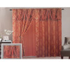 Cancun Window Curtains Set Rust and Gold Drapes - 2 piece set with liner & valance