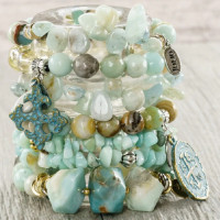 Cake Mix Amazonite Bracelets set of 6 - by Julio Designs. Handmade Jewelry USA