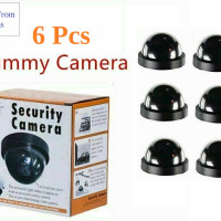 6 Pack Dummy Surveillance Cameras Fake Security Cameras Flashing LED Dome Style