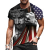 Men's Graphic Print T-Shirt Religious & Patriotic T-Shirt Jesus - America & the Cross Crew Neck - Short Sleeve - Fashion Tee - Size M - 3XL