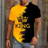Men's Graphic Print T-Shirt King's Crown - Black & Gold Crew Neck - Short Sleeve - Fashion Tee - Size M - 3XL